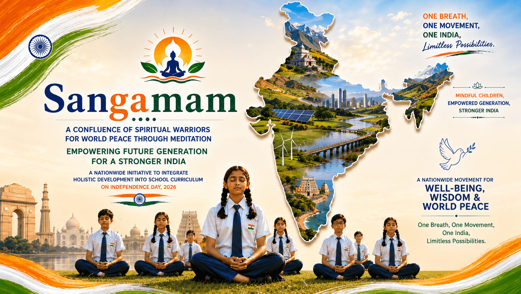 Sangamam — a nationwide meditation movement across India's schools, Independence Day 2026