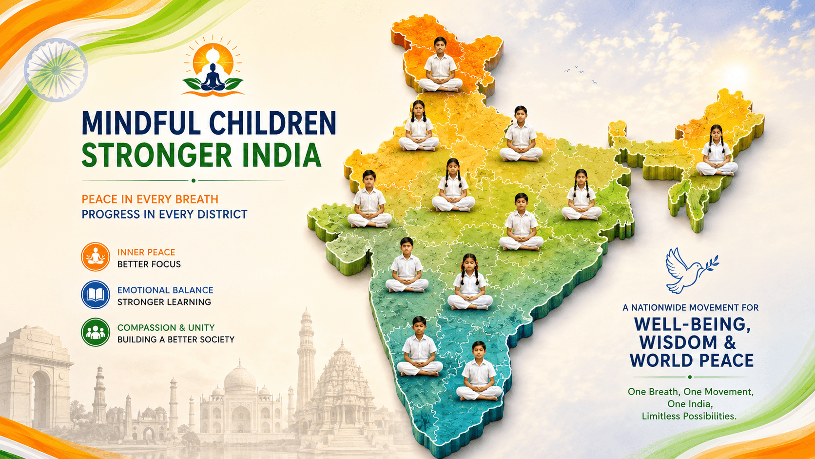 Mindful children, stronger India — students meditating across every state